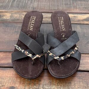 Italian Shoemakers Black and Brown Women's Sandals size 8